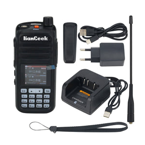 HamGeek HGA37 Walkie Talkie Handheld Transceiver AM FM UHF VHF Radio with Color LCD Display