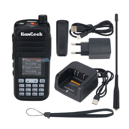 HamGeek HGA37 Walkie Talkie Handheld Transceiver AM FM UHF VHF Radio with Color LCD Display
