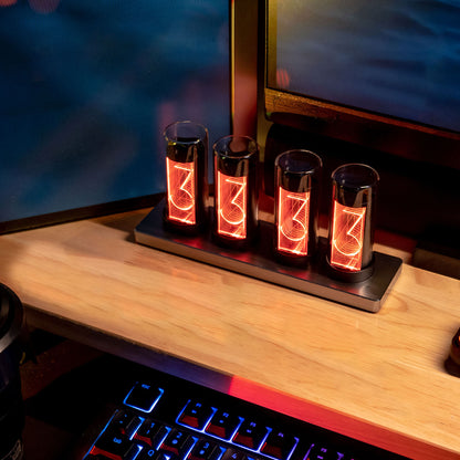 Gixie Clock Mini 4-Digit Pseudo Glow Tube Clock Assembled Innovative Desktop Decoration Gift