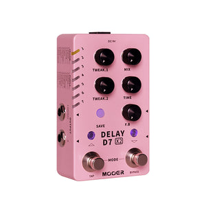 Mooer D7 Delay X2 Stereo Delay Pedal Built-in Analog/Digital/Dynamic/Dual/Fuzz 14 Delay Guitar Effects Pedal
