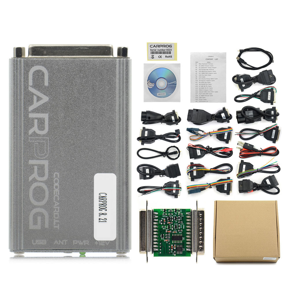 CodecardLT Carprog V8.21 Full Set Carprog Programmer with Adapters for Airbag/Radio/Dash/IMMO/ECU Automobile Repair