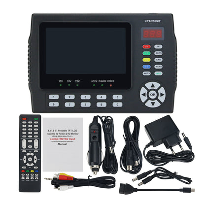 KPT-258S/T Digital Satellite Finder Meter &amp; HD Monitor with 4.3&quot; IPS (S2 + T2 + C Combo + HD + AV)