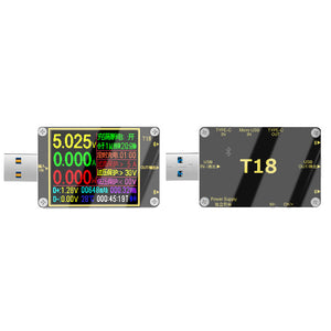 T18 USB Voltmeter Tester Type-C Digital DC Power Current Voltage QC4.0 PD3.0 Detector Support Bluetooth