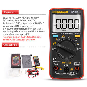 ZOYI ZT111 Digital Multimeter Tester 9999 Counts Supporting NCV Function 600V CAT III &amp; 1000V CAT II