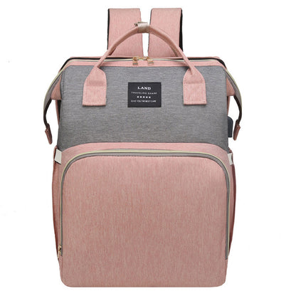 Large-Capacity Mummy Bag Backpack Foldable Bed with Buckle to Hang Freeing Your Hand (Pink &amp; Gray)