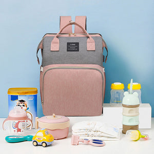 Large-Capacity Mummy Bag Backpack Foldable Bed with Buckle to Hang Freeing Your Hand (Pink &amp; Gray)