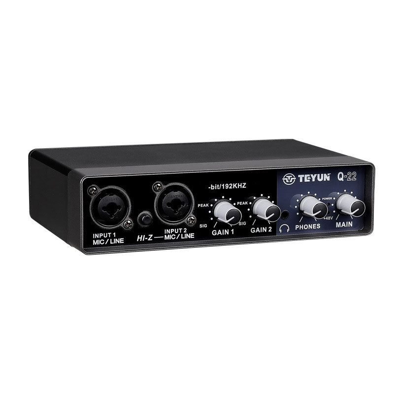 TEYUN Q-22 Audio Sound Card Professional Hi-Fi Sound Card Support Music and Vocal Recording and ASMR Production