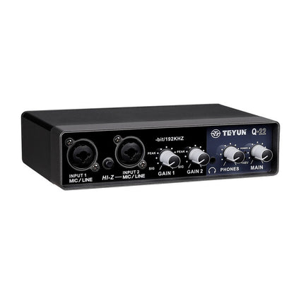 TEYUN Q-22 Audio Sound Card Professional Hi-Fi Sound Card Support Music and Vocal Recording and ASMR Production