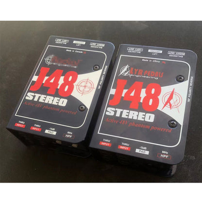 J48 Stereo DI Box Electric Guitar Effects Pedal Matchbox Active 48V Phantom Powered
