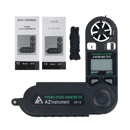 AZ8918 Digital Anemometer Handheld Wind Speed Tester Temperature Humidity Measurement Detector