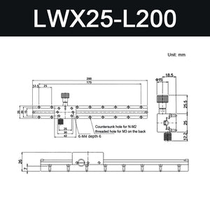 LWX25-L200 X-Axis Sliding Table Precision Manual Sliding Table with Dovetail Groove 180mm/7.1" Travel