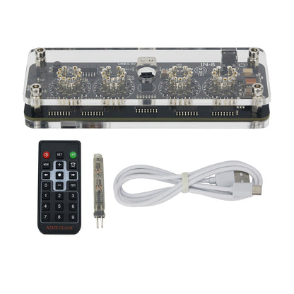 IN-8 4-Digit Nixie Tube Clock Desktop Clock Advanced Version with LED Backlight Remote Control