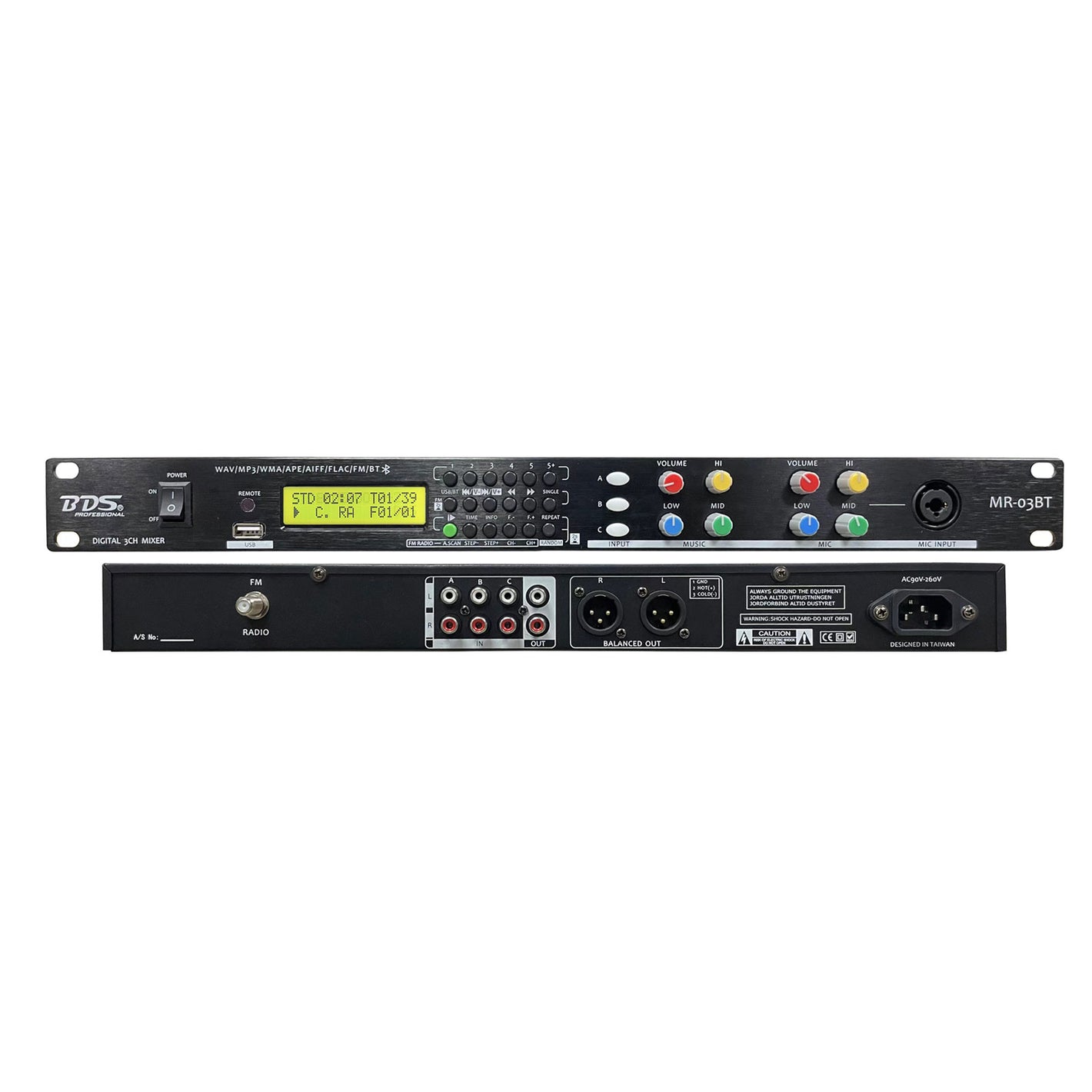 BDS MR-03BT Digital 3CH Mixer Audio Player RCA Audio Input and Output Support Bluetooth5.0