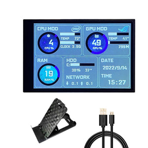 3.5" IPS Screen Mini IPS Monitor Type C Computer Secondary Screen (w/ Bent Cable) Free of AIDA64