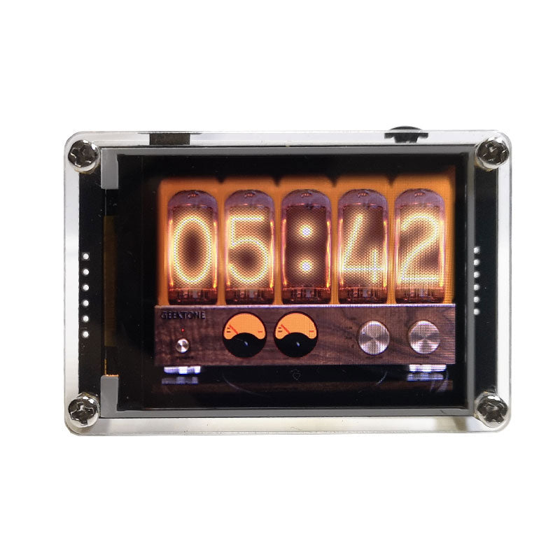 GEEKTONE 2.4-Inch Battery-Powered Nixie Tube Clock VU Meter Voice-Controlled Music Spectrum True Color