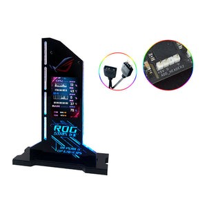 5V 3Pin Black GPU Holder with 2.4inch LCD Display for Real-time Monitor of Temperature Support Photo Carousel