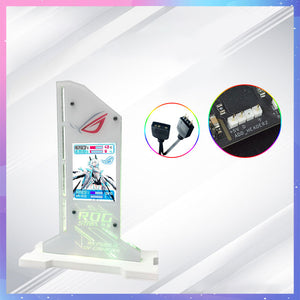 5V 3Pin White GPU Holder with 2.4inch LCD Display for Real-time Monitor of Temperature Support Photo Carousel