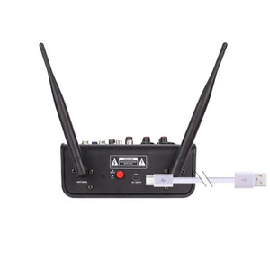 RK-211 Mixer Sound Card Micro 4-Channel Mixing Console with Wireless Microphones for Conference Show