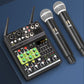 TZT R5 Pro Small 4CH Mixer PC Bluetooth Sound Card Reverb Adjustment with Two Wireless Microphones