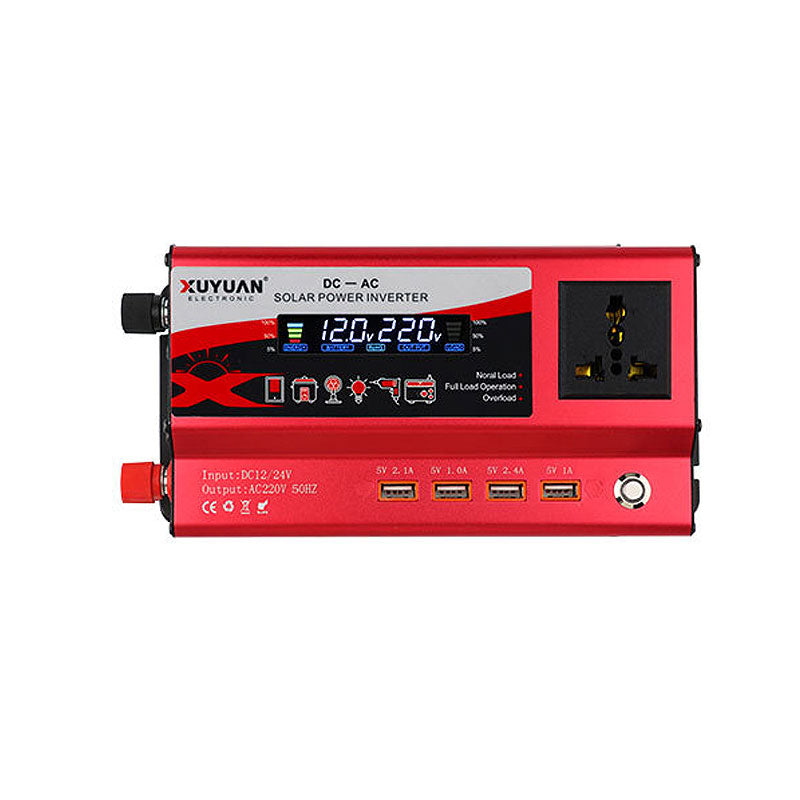 4000W Universal Solar Power Inverter Input 12V/24V Output 220V with Flowing Light 4 USB Ports
