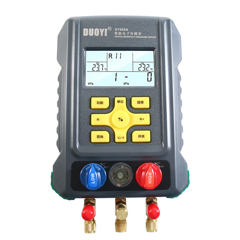 DUOYI DY522A Freon Pressure Gauge Digital Manifold Pressure Gauge Vacuum Pressure Temperature Tester Set