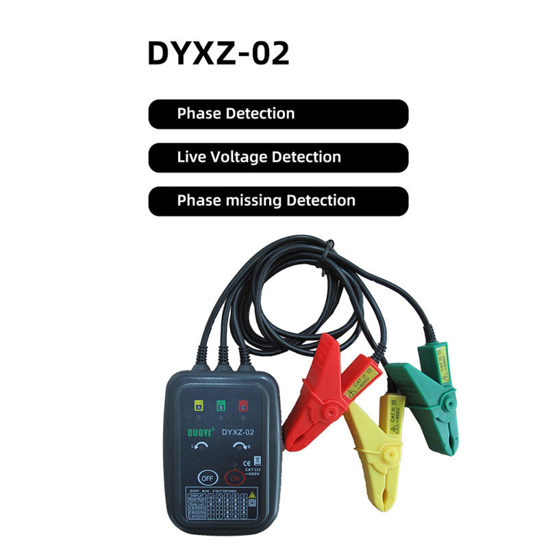 DUOYI DYXZ-02 Non-Contact Phase Sequence Detector Phase Sequence Indicator for Live Voltage Detection