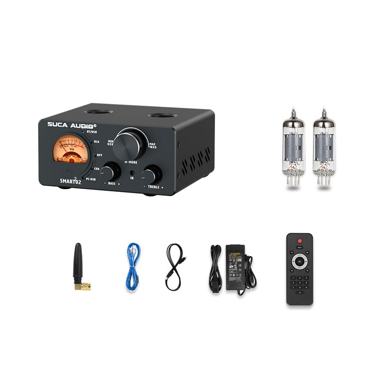 SUCA AUDIO SMART02 6K4 Vacuum Tube Bluetooth 5.0 Power Amplifier 100W x 2 High Fidelity Power Amplifier Support Remote Control