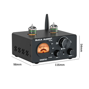 SMART02 6K4 Vacuum Tube Bluetooth 5.0 Power Amplifier 100W x 2 High Fidelity Power Amplifier Support Remote Control