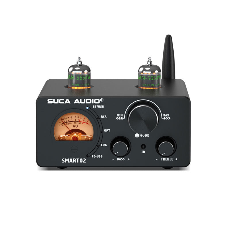 SUCA AUDIO SMART02 5654 Vacuum Tube Bluetooth 5.0 Power Amplifier 100W x 2 High Fidelity Power Amplifier Support Remote Control