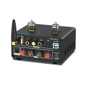 SMART02 5654 Vacuum Tube Bluetooth 5.0 Power Amplifier 100W x 2 High Fidelity Power Amplifier Support Remote Control
