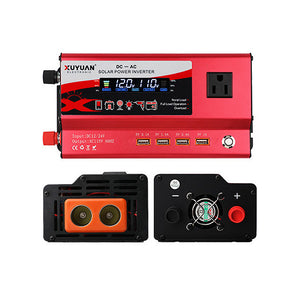 4000W US Socket Car Solar Power Inverter Input DC 12V/24V Output AC110V with Light 4 USB Ports
