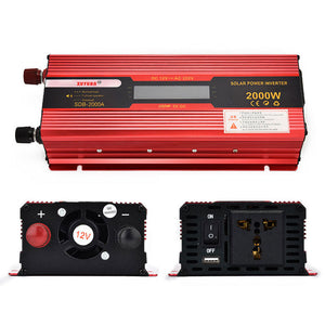 2000W 12V/24V to 220V Solar Power Inverter Car Power Inverter w/ LCD Display Multi-Layer Protection