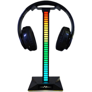 Music Spectrum Display Luminous Headphone Stand RGB E-sports Room Rhythm Light PC Desktop Decoration