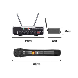 TZT X-6 UHF Wireless Microphone System KTV Cordless Microphone System with Two Cordless Microphones