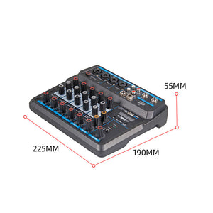 TZT KU-6 Musical Mini Mixer 6-Way Mixing Console USB Sound Card for Performance &amp; Domestic Uses