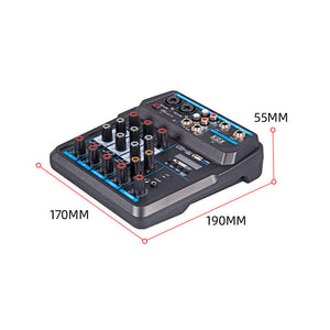 TZT KU-4 Musical Mini Mixer 4-Channel Mixing Console USB Sound Card for Performance &amp; Domestic Uses