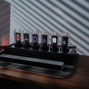 RGB Pseudo Glow Tube Clock Electronic Digital Clock Creative Desktop Clock Retro Decoration Black