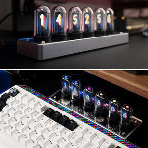 MARVEL TUBES Upgraded IPS Pseudo Glow Tube Clock Desktop Digital Clock Alarm Color Screen Silver