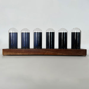 IPS Pseudo Glow Tube Clock Voice Controlled Digital Clock Alarm Electronic Album 1.9&quot; Screen Walnut Base