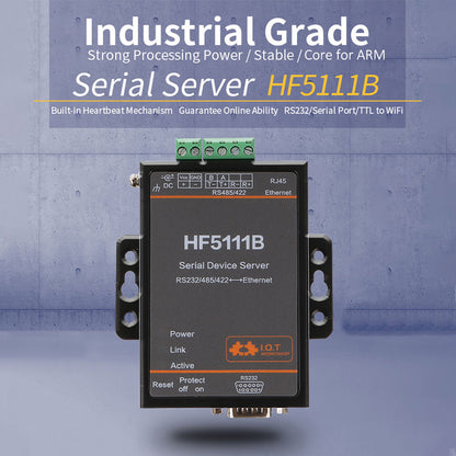 HF5111B Serial Server Industrial Serial Port Server RS232/RS485/RS422 to Ethernet RJ45 Converter