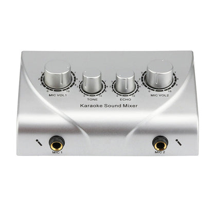 N1 Silvery Audio Mixer High Performance Mini Karaoke Sound Mixer with RCA and 6.35mm Interface