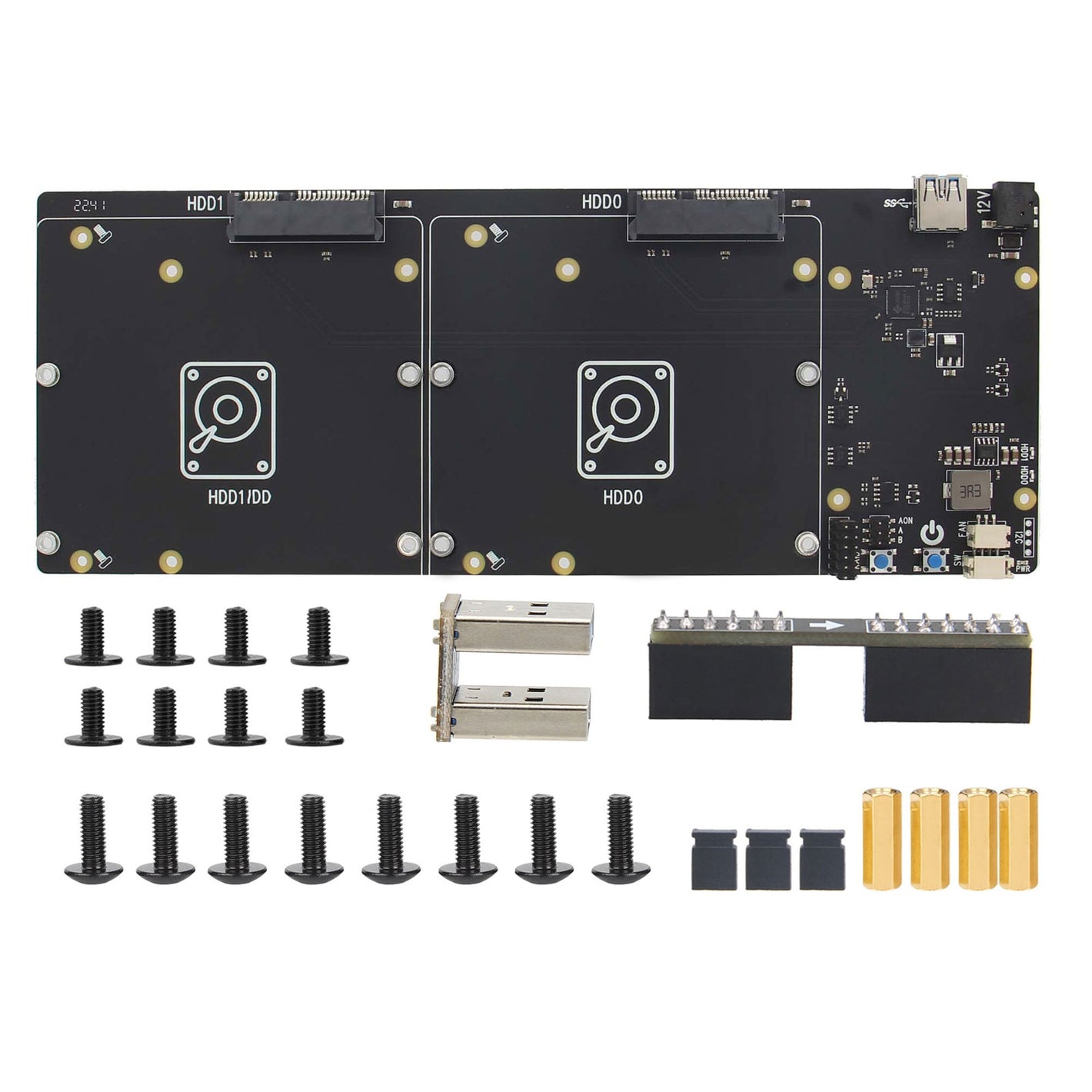 X885 V1.2 SATA HDD Expansion Board Dual 3.5-Inch SATA HDD Shield for Raspberry Pi 4 Model B 8GB/4GB/2GB