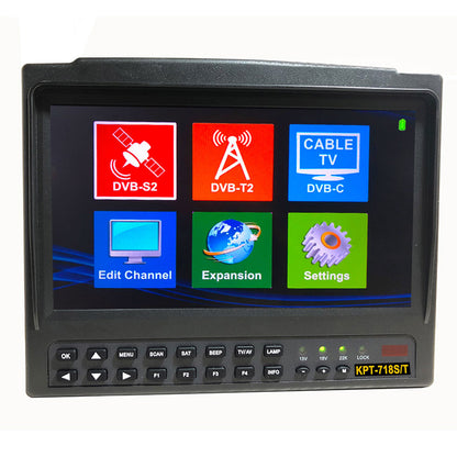 KPT-718S/T 7&quot; Portable Satellite Finder (S2+T2+C) CCTV Camera Tester w/ Spectrum Analysis HD Monitor