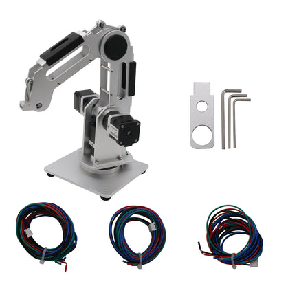 3-Axis Mechanical Robot Arm 3-DOF Robotic Arm + 3pcs 42 Gear Motors Aluminum Alloy 6061 Silver