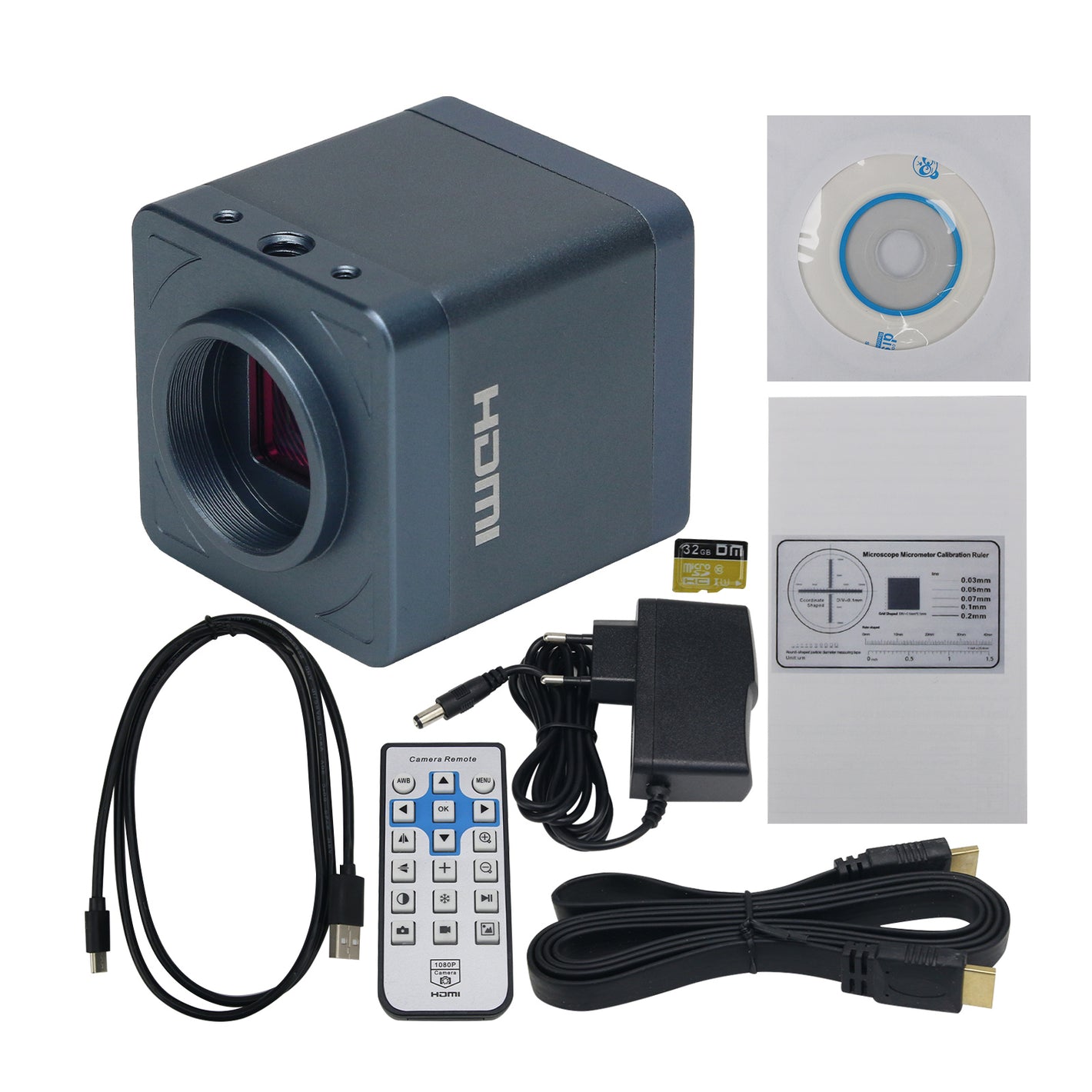 HY-6110 Black Version 4K UHD Digital Microscope Camera HDMI-Compatible Camera with 32G Storage Card Support HDR