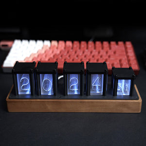 Unassembled Cherrywood RGB Pseudo Glow Tube Clock LED Creative Desktop Decoration Digital Clock