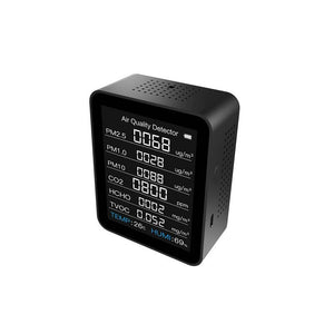 ZN-2CO7 Black 8 In 1 Multifunctional Air Quality Detector for CO2 &amp; HCHO &amp; TVOC &amp; PM2.5 &amp; PM1.0 &amp; PM10 Detection