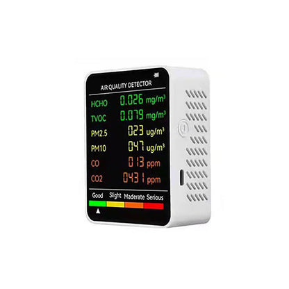White 6 In 1 Multifunctional Intelligent Air Quality Detector with PM10 and CO Detection 100V - 240V