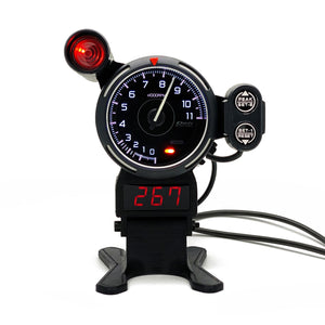 2nd Generation 11000RPM Racing Tachometer 7-Color Tachometer Gauge w/ Speed Display Module for Defi