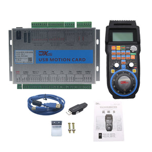 4-Axis USB Mach3 Motion Controller Card 2MHz Breakout Board MK4-V + 4-Axis MPG Handwheel Pendant